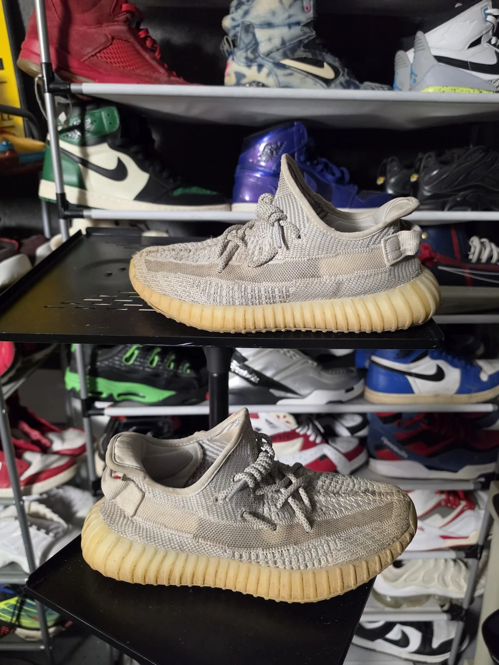 🔥 adidas Yeezy Boozt 350 Men Size 8  Beige Knit Athletic Sneakers with Gum Sole